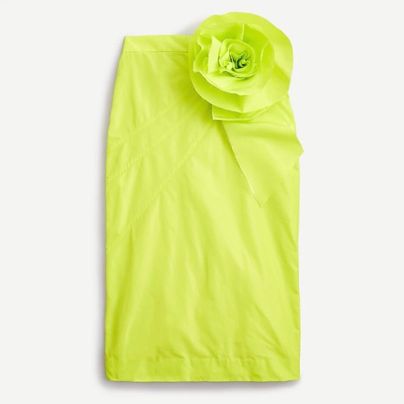 J. Crew 10 NWT Taffeta Rosette Pencil Skirt Lime - Picture 4 of 10